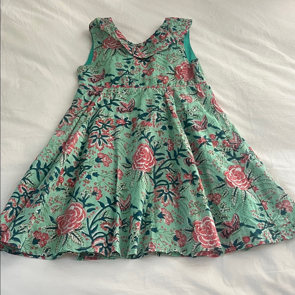 Charming Floral Kids Dress in Green and Pink